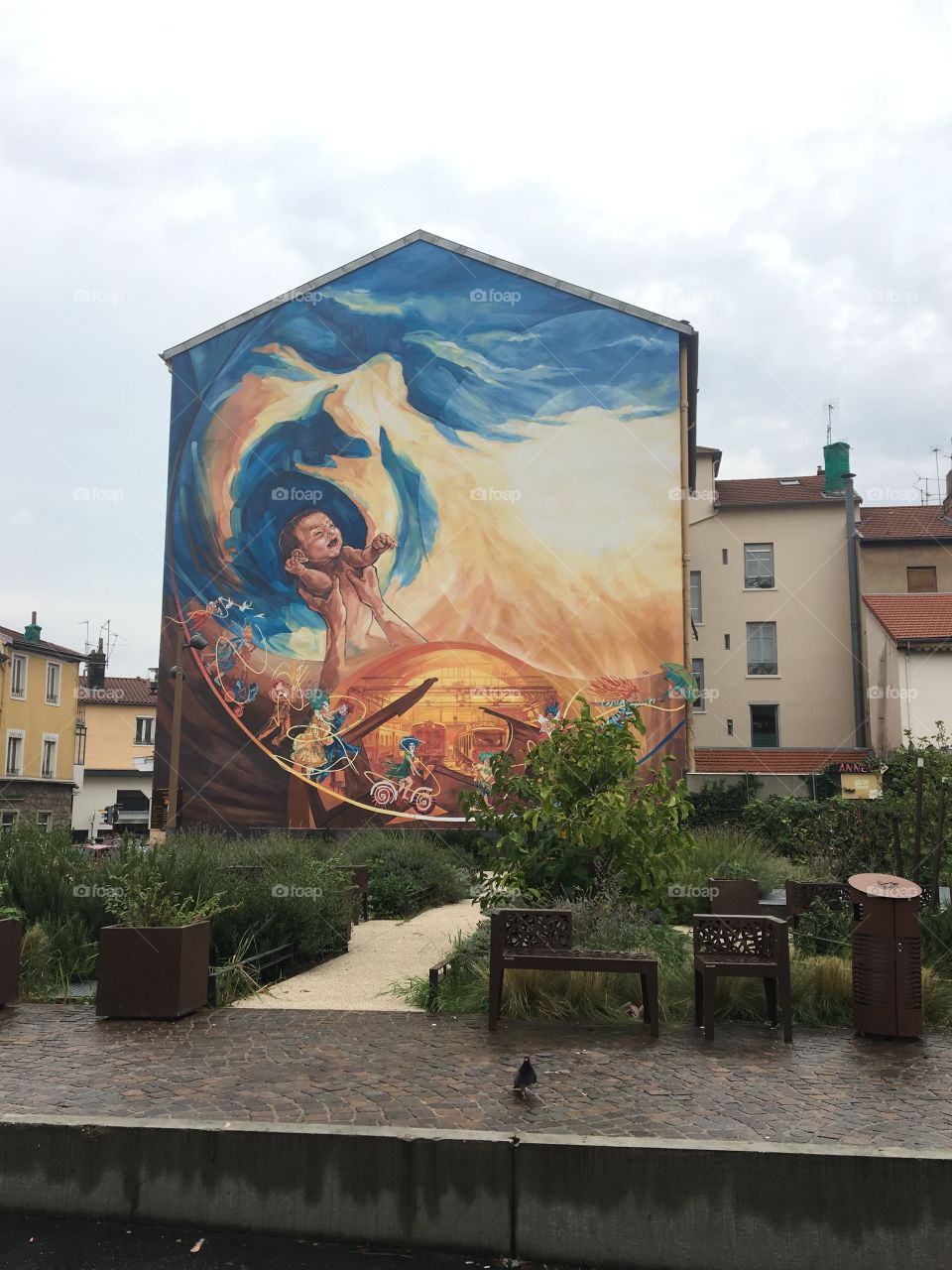Wall painting in Oullins near Lyon, France