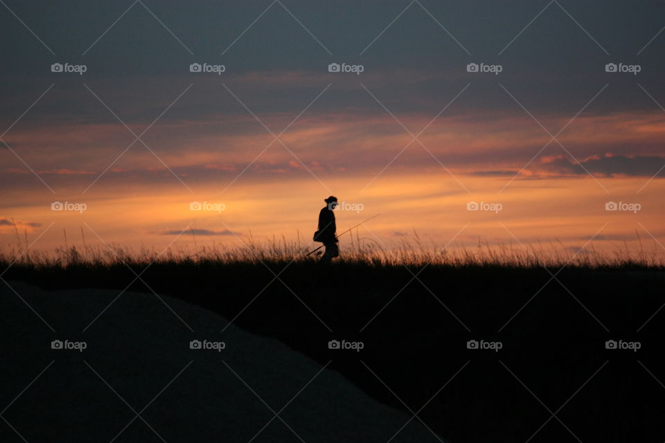 Sunset Fisherman silhouette done for the evening