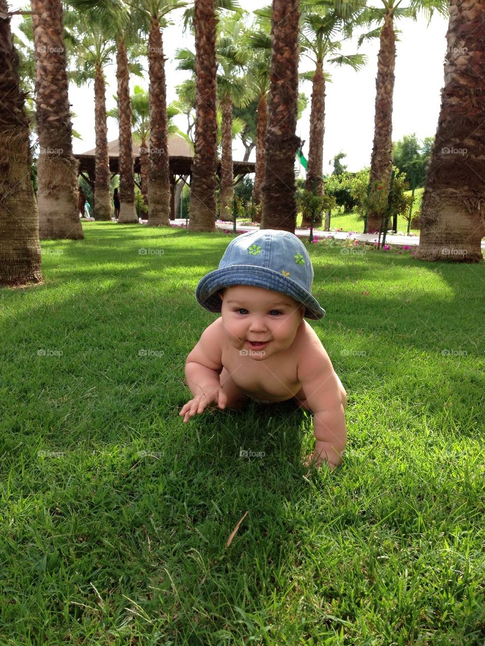 Baby on the green grass