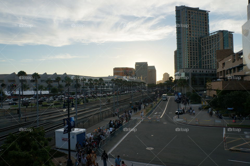 San Diego Conventio Center. From a bridge view