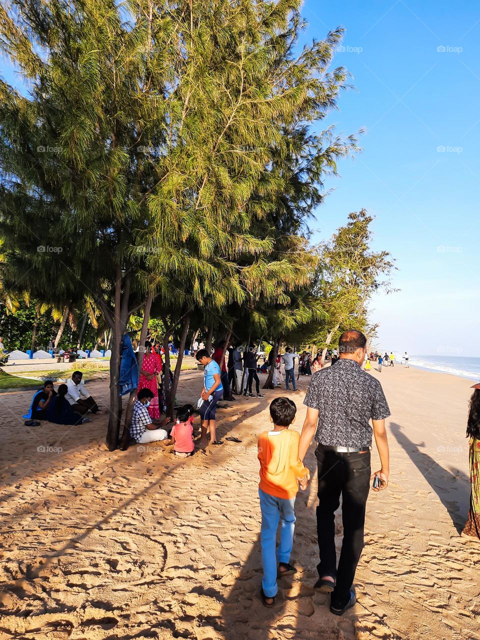 People relaxing in a beach