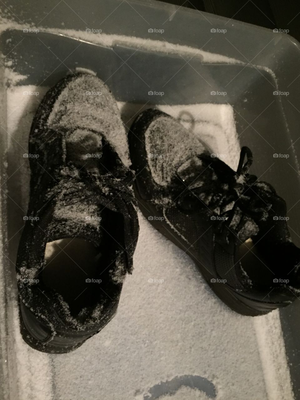 Snow on shoes