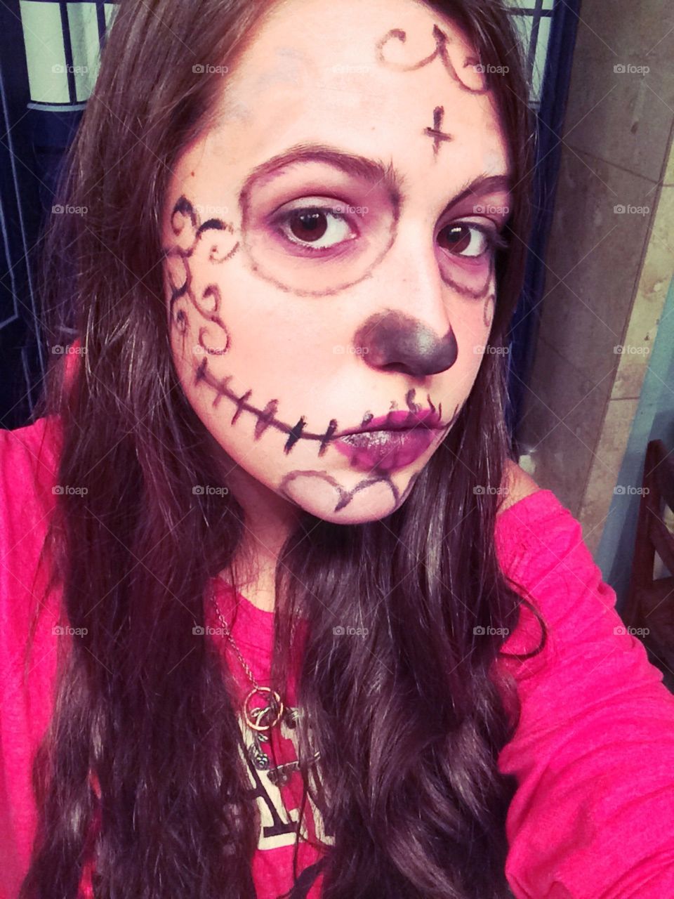 Fading sugar skull. I designed and made this interesting purple sugar skull design 
