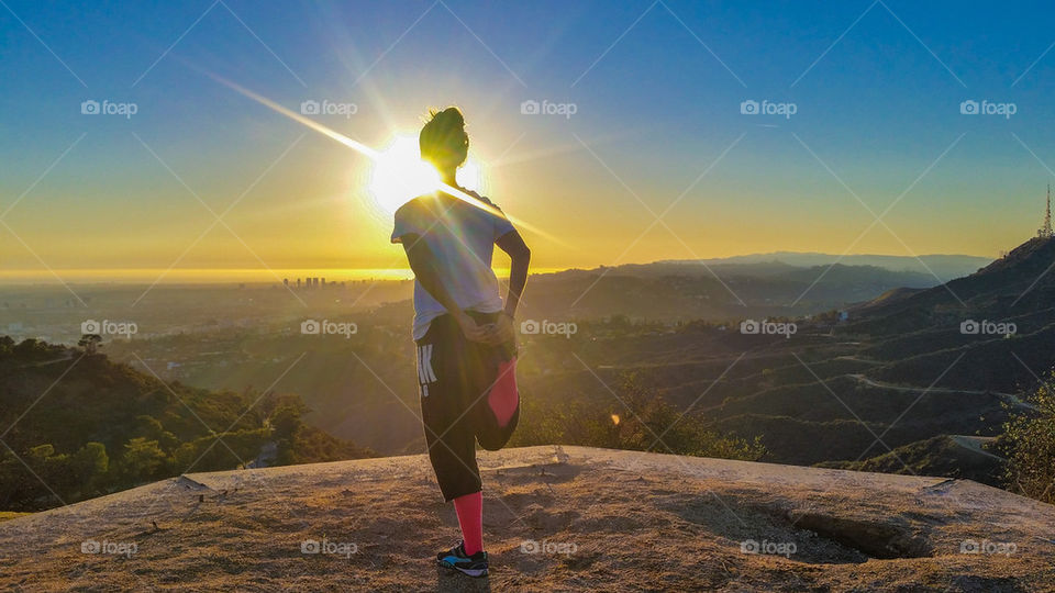 Girl Stretching in Griffith Park