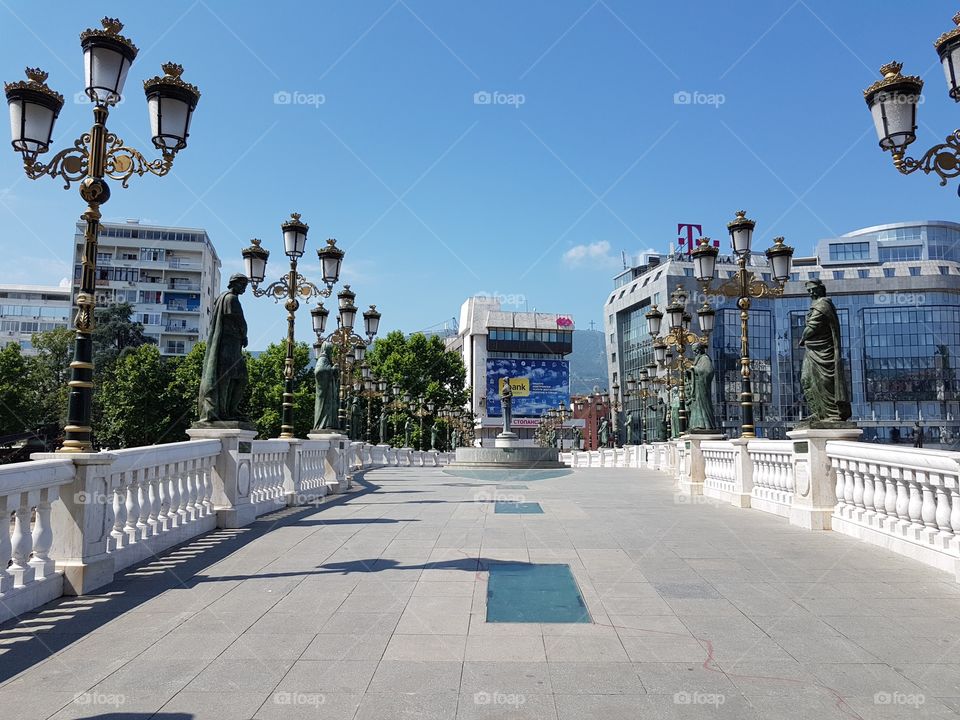 main bridge in city center, Skopje Macedonia