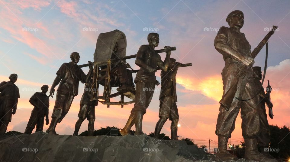 Sunset at Gen Sudirman monument in Jogjakarta, Indonesia