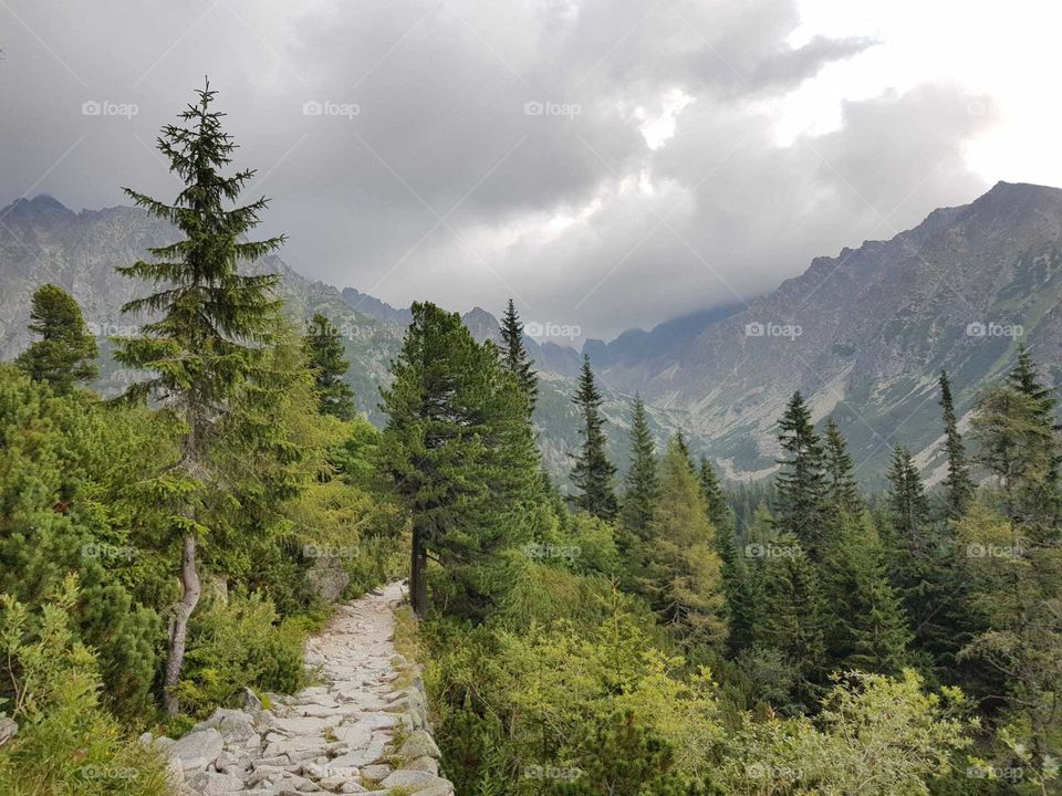 Hiking trail towards Mount Rysy, from Slovakia side.
