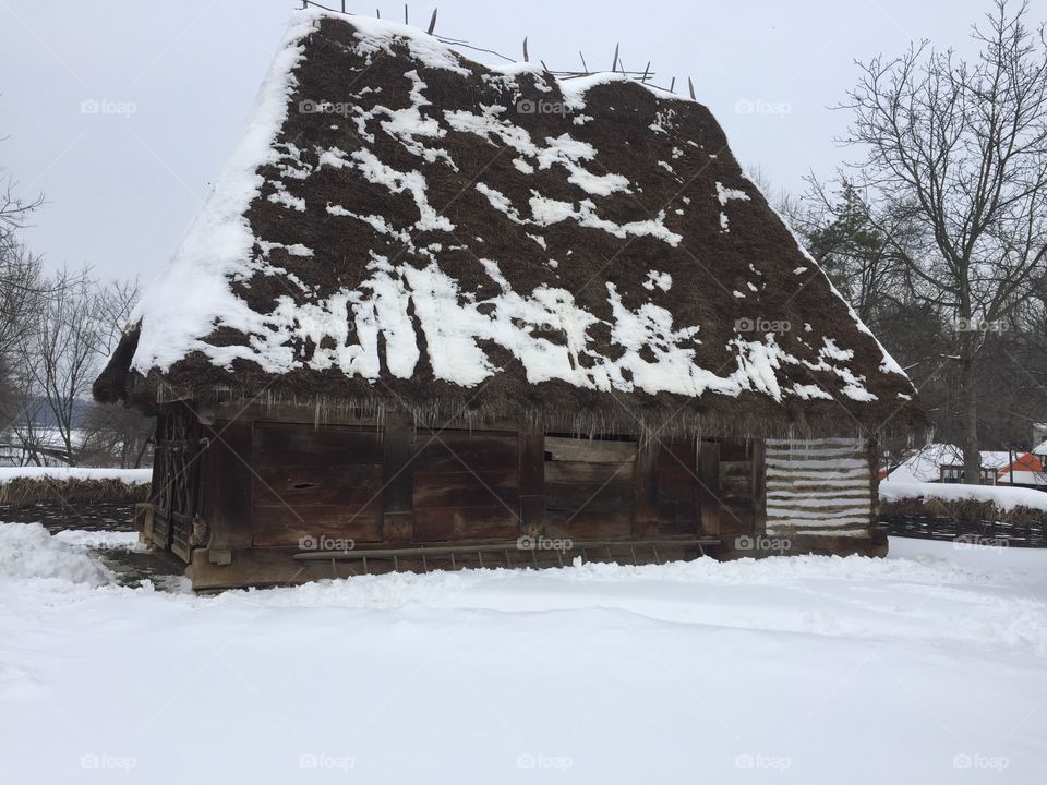 Old house and snow 