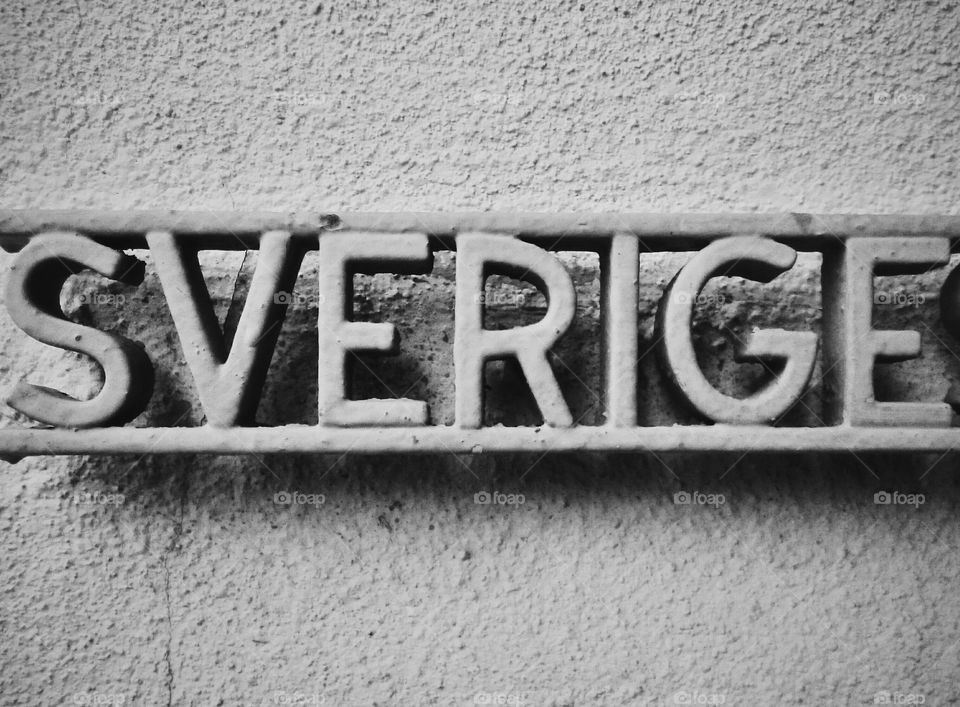 Sverige (sign). Sign that says Sweden, in Swedish