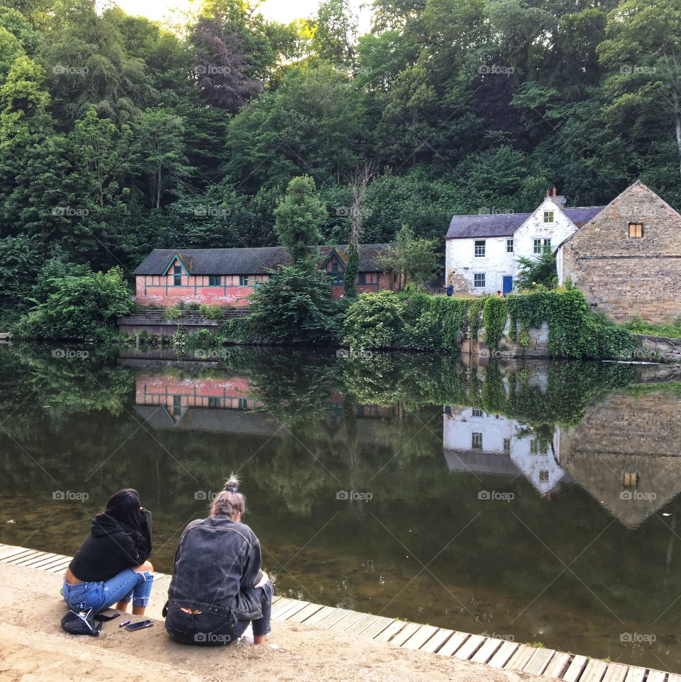 Reflection photo down by the riverbank in Durham 