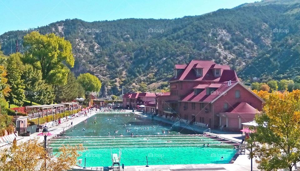 Natural hot springs pool in  Glenwood  Springs 