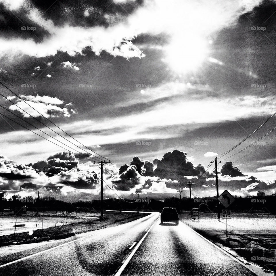 clouds weather road black and white by edrebbweb