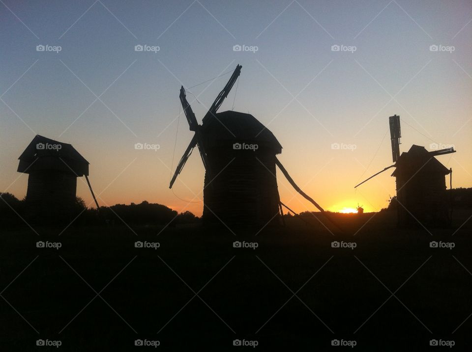 Windmill silhouettes