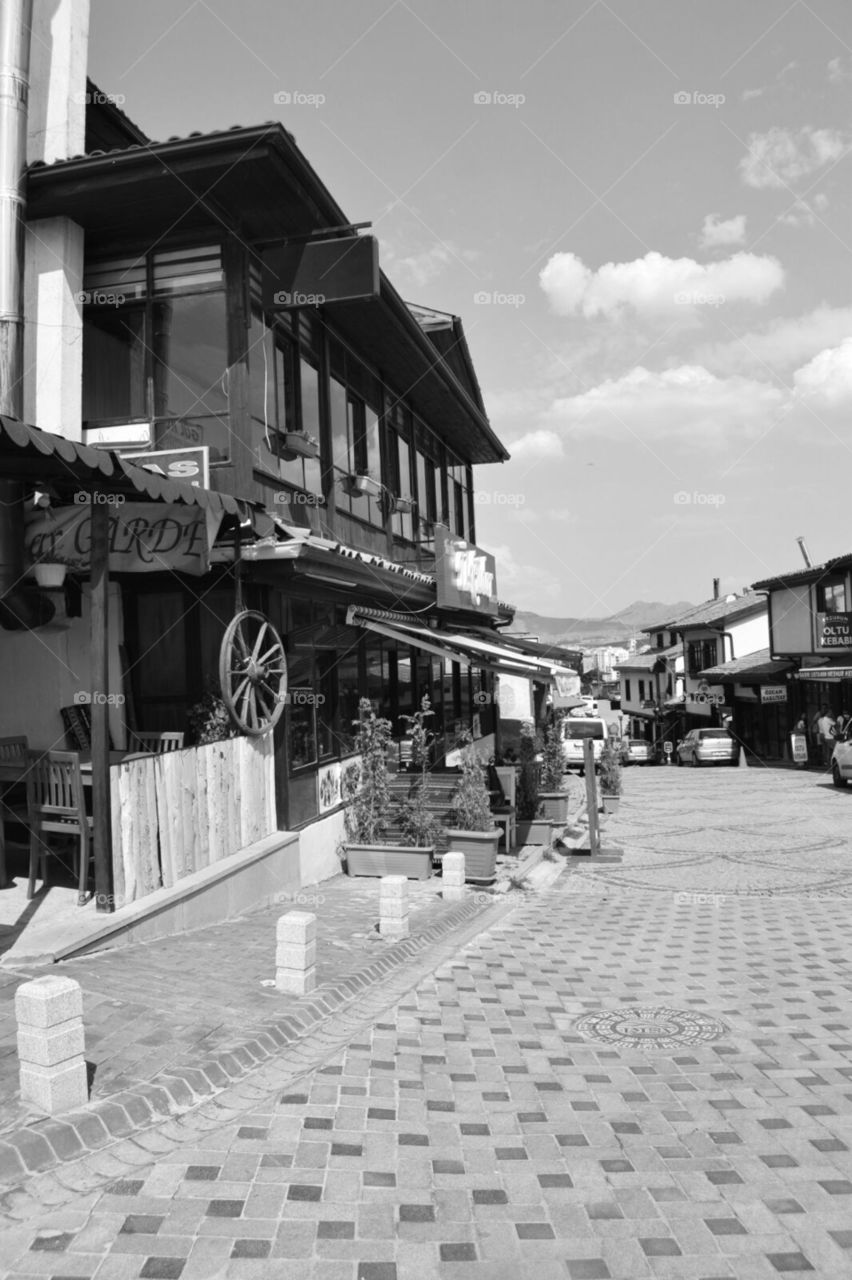 shops outside of the entrance to the castle in Ankara Turkey