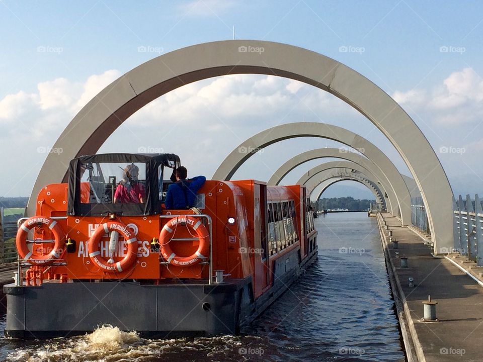 Red mission ... red barge on the Falkirk Wheel 