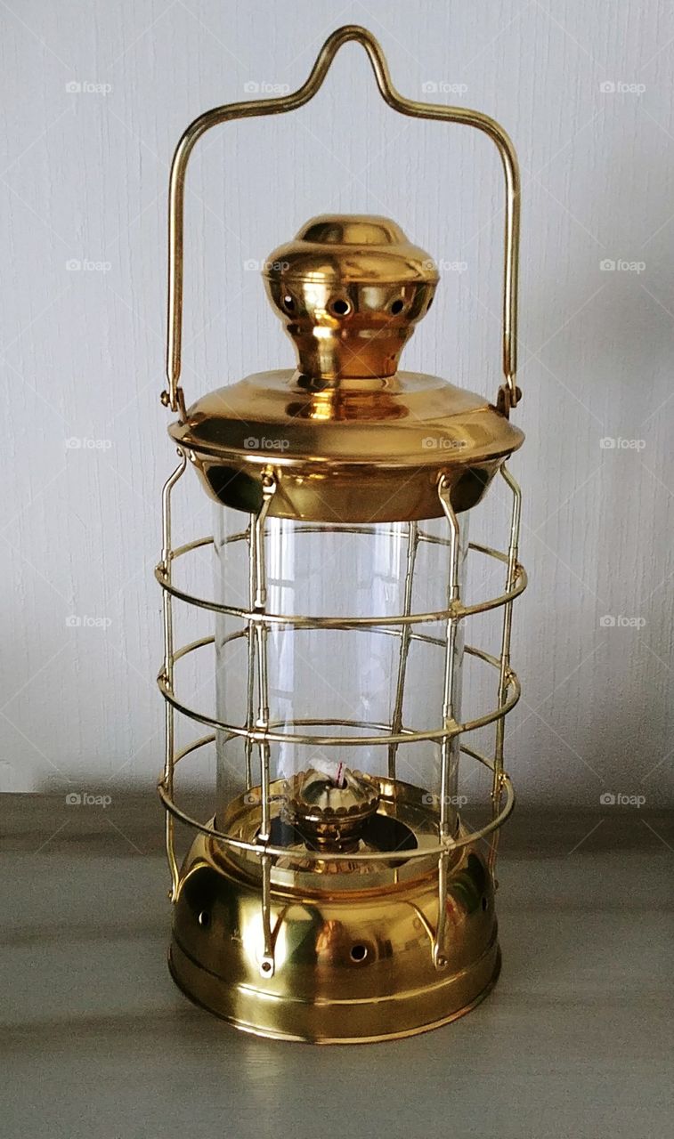 Lamp, Lantern, Brass, Kitchenware, Vintage