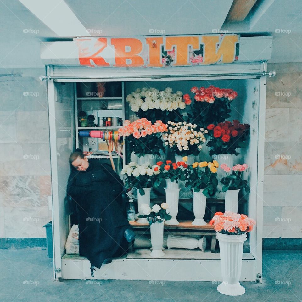 florist asleep at work