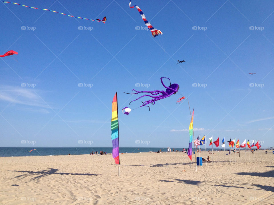 beach sky people blue by lmel900