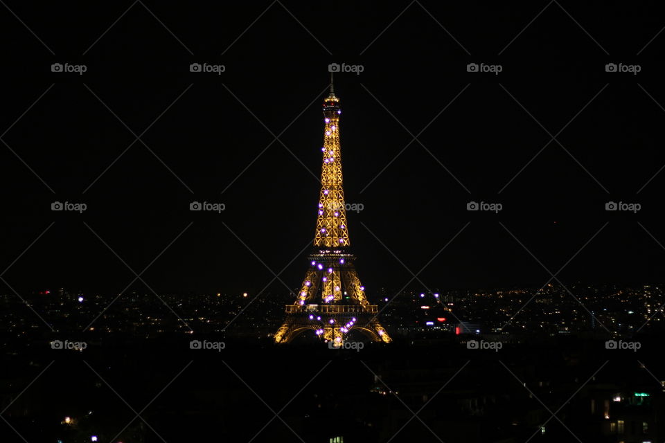 The Eiffel Tower. The Eiffel Tower in Paris by night 2014