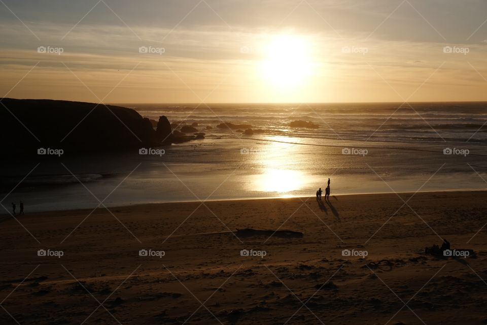 Golden sunset over a beach