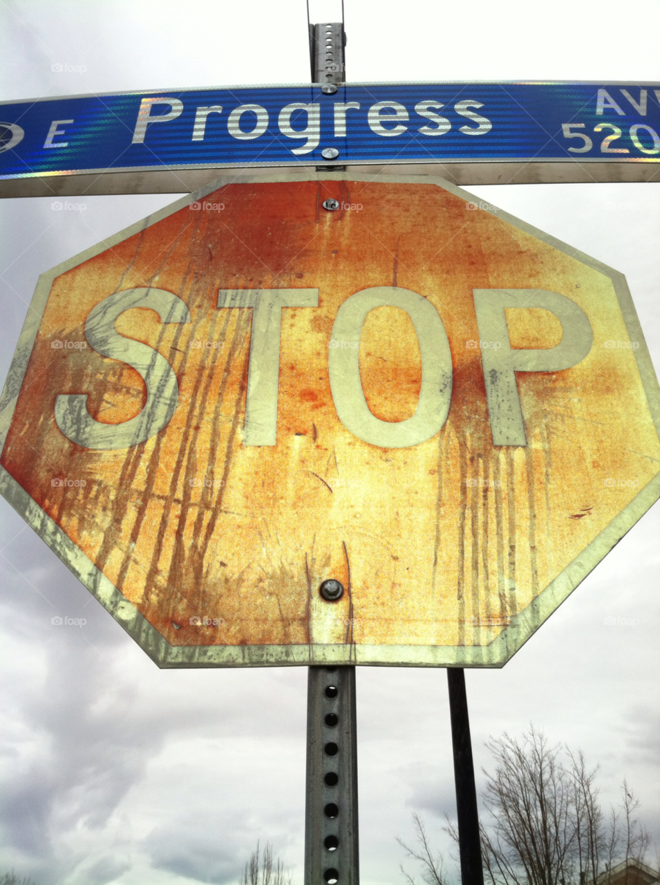 reflection neighborhood faded stop sign by ezdrossi