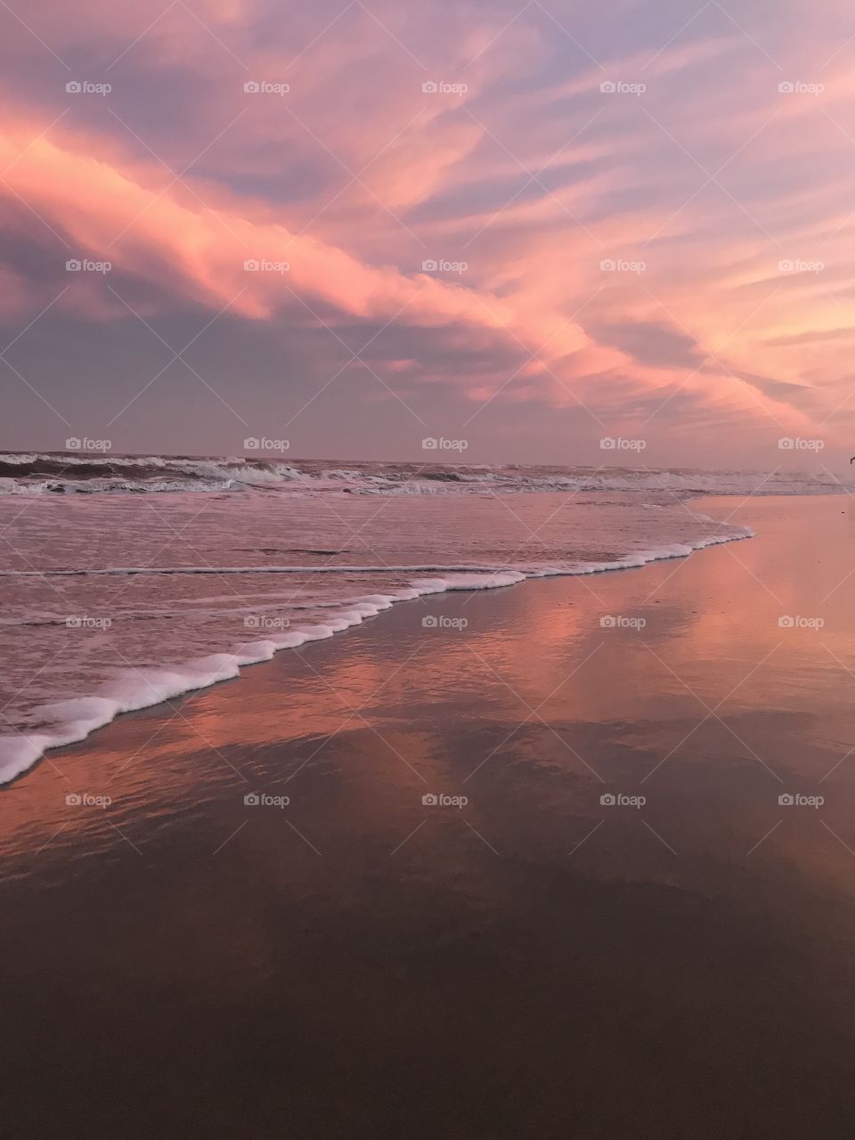 Vanilla sky sunset on the beach 