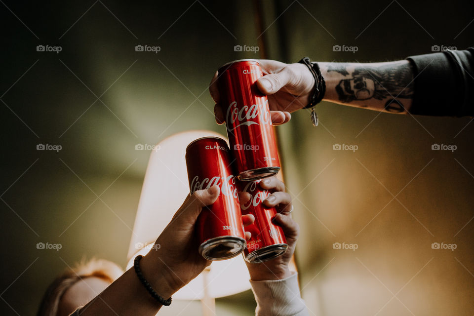 cheers with coca cola