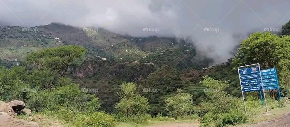 Glory be to God, the magnificent and picturesque view and the natural green trees are a view that is nothing more wonderful than it