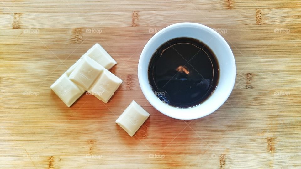 Marshmello with coffee cup