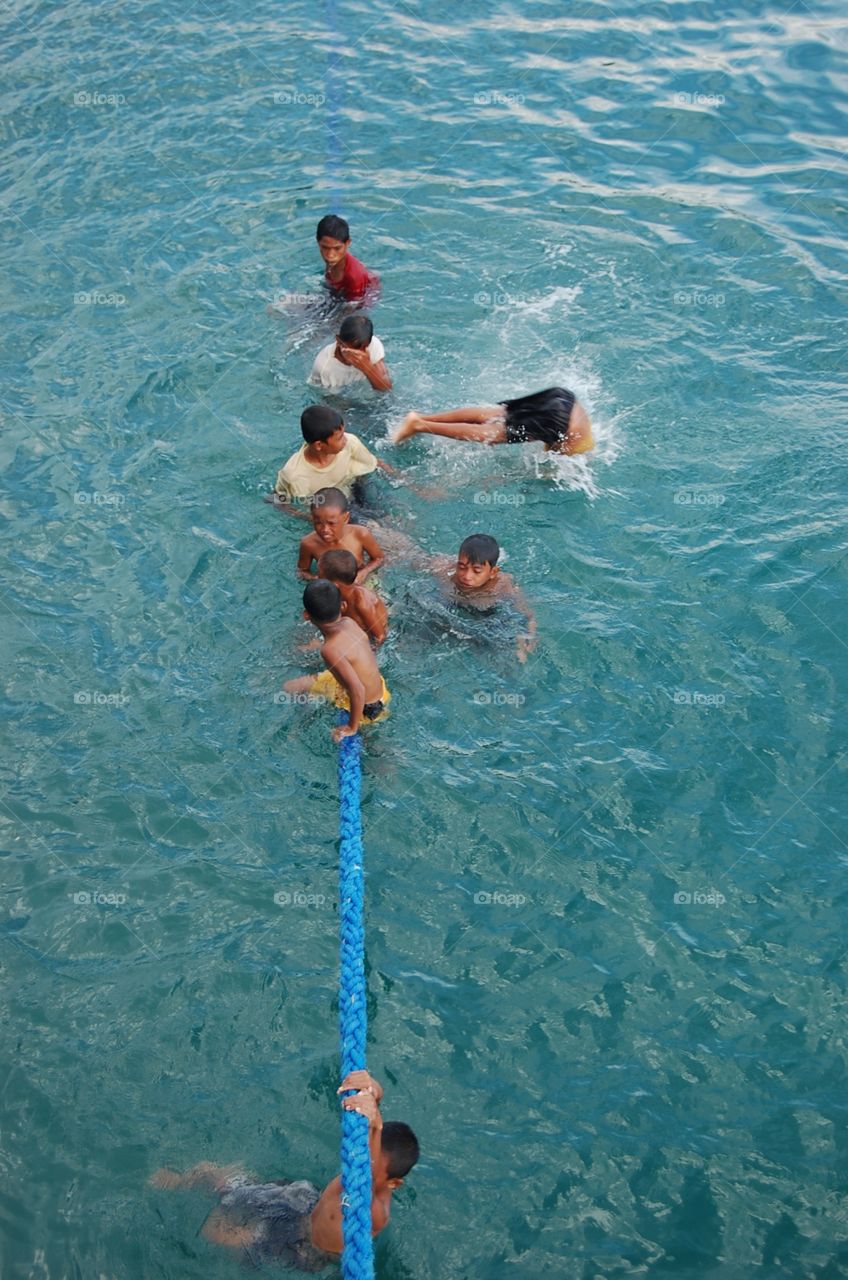 Kids playing in the water 