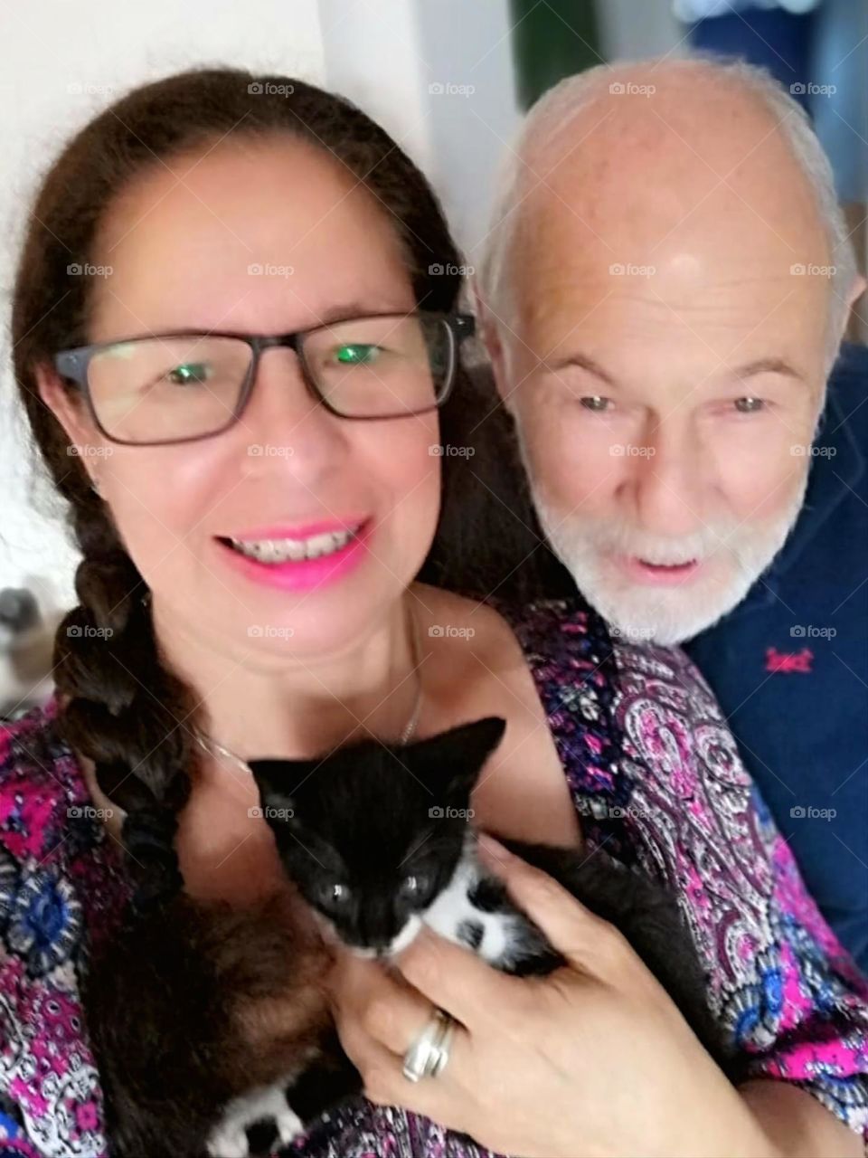 A tender, sweet moment when our adopted kitty Mimi arrives home and we introduce her to the family via Zoom. What a sweet and tiny tuxedo kitten 😸 💖