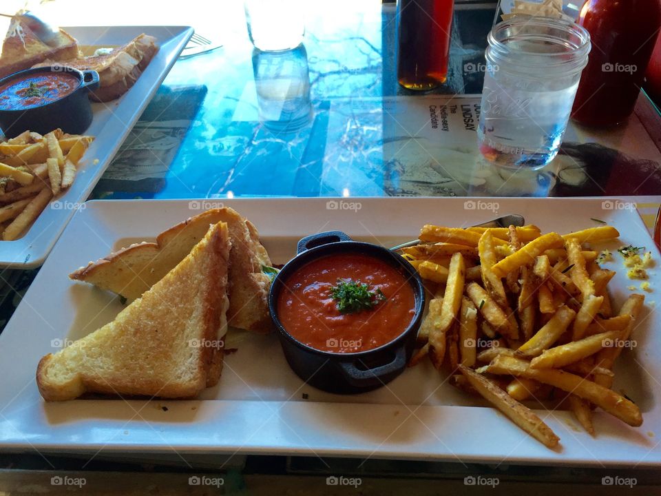 Grilled Cheese, Fries and Tomato Soup