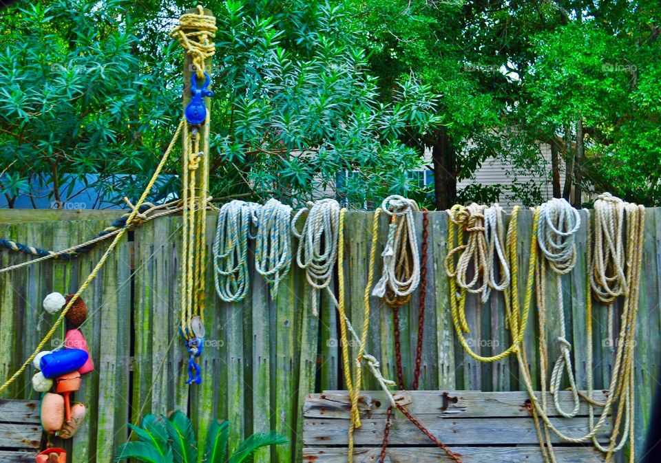 Ropes on a fence 
