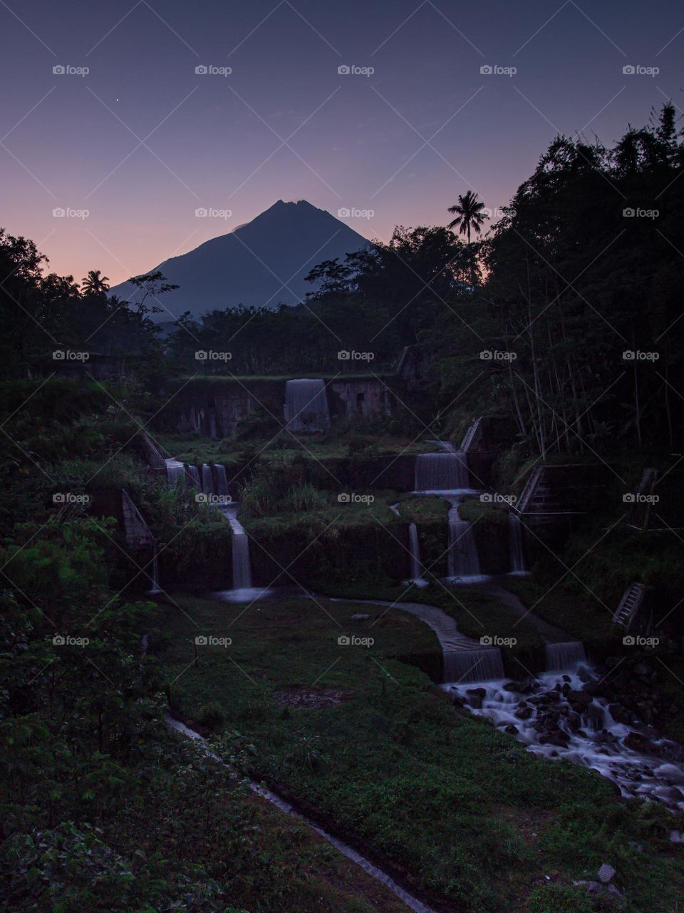 mountains and waterfalls