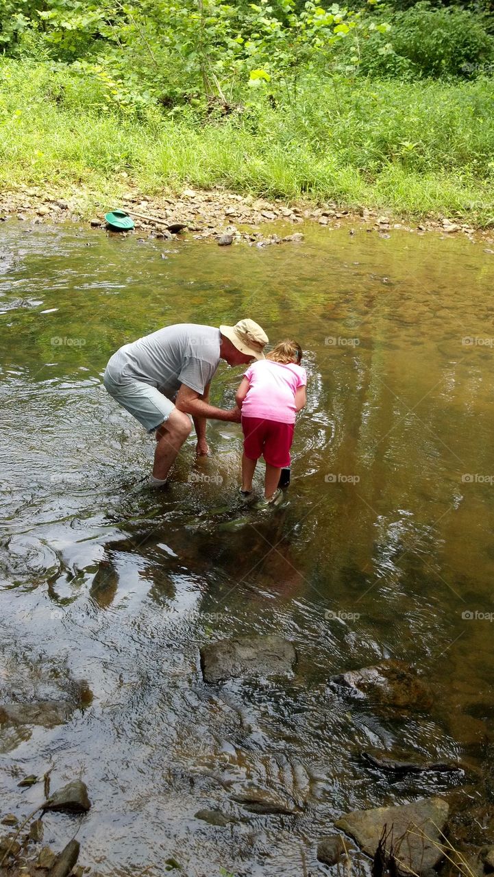 playing in river