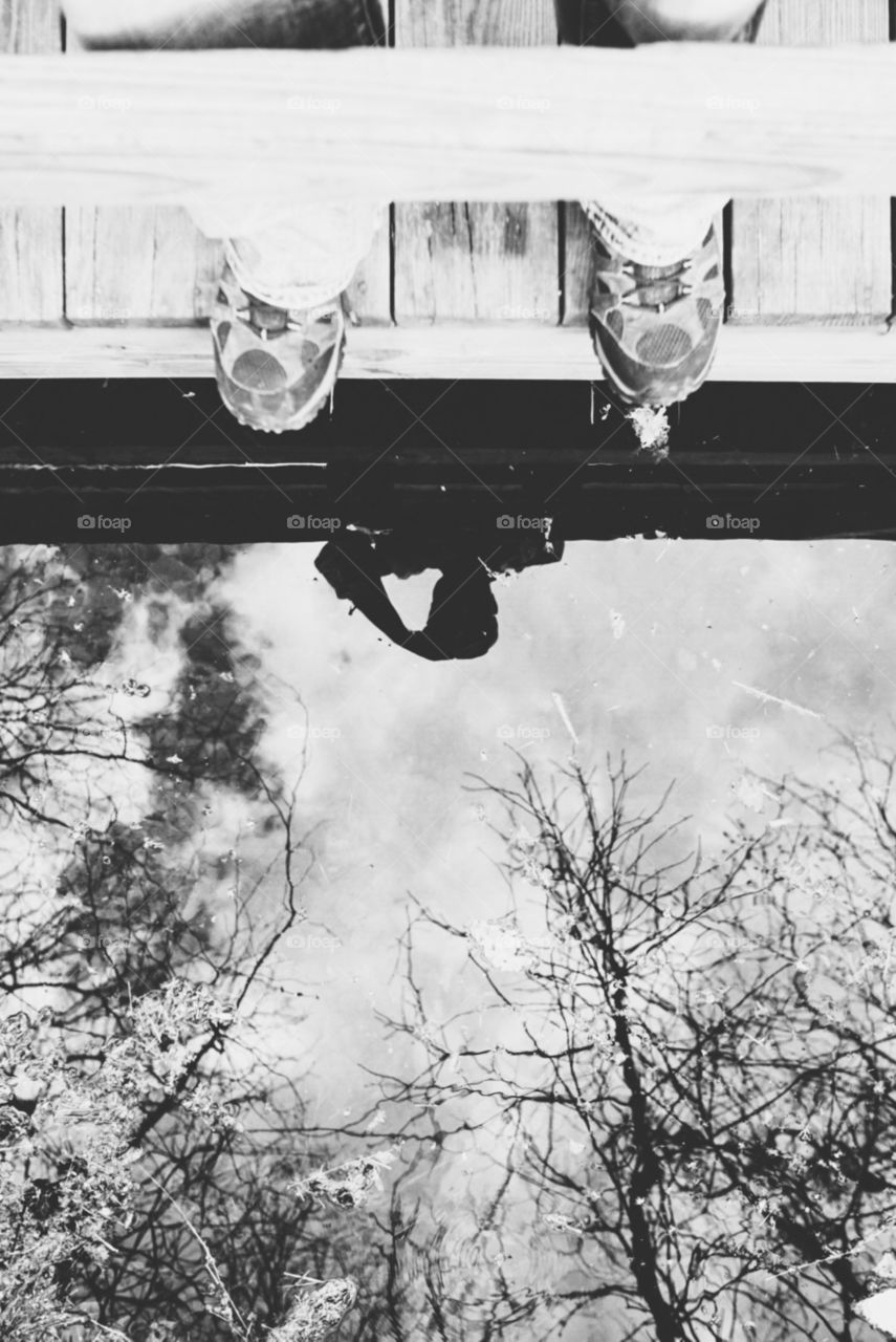 Foot Shot of a shot on a foot bridge. 