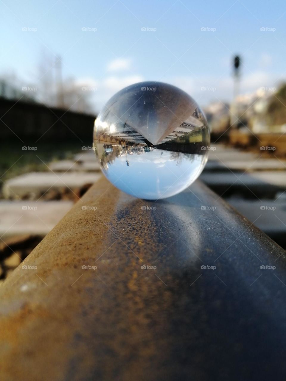 Railway reflection from the ground