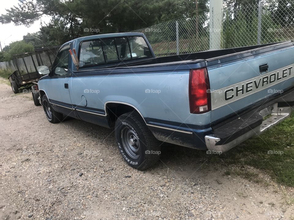 Old blue Chevrolet truck 1992 