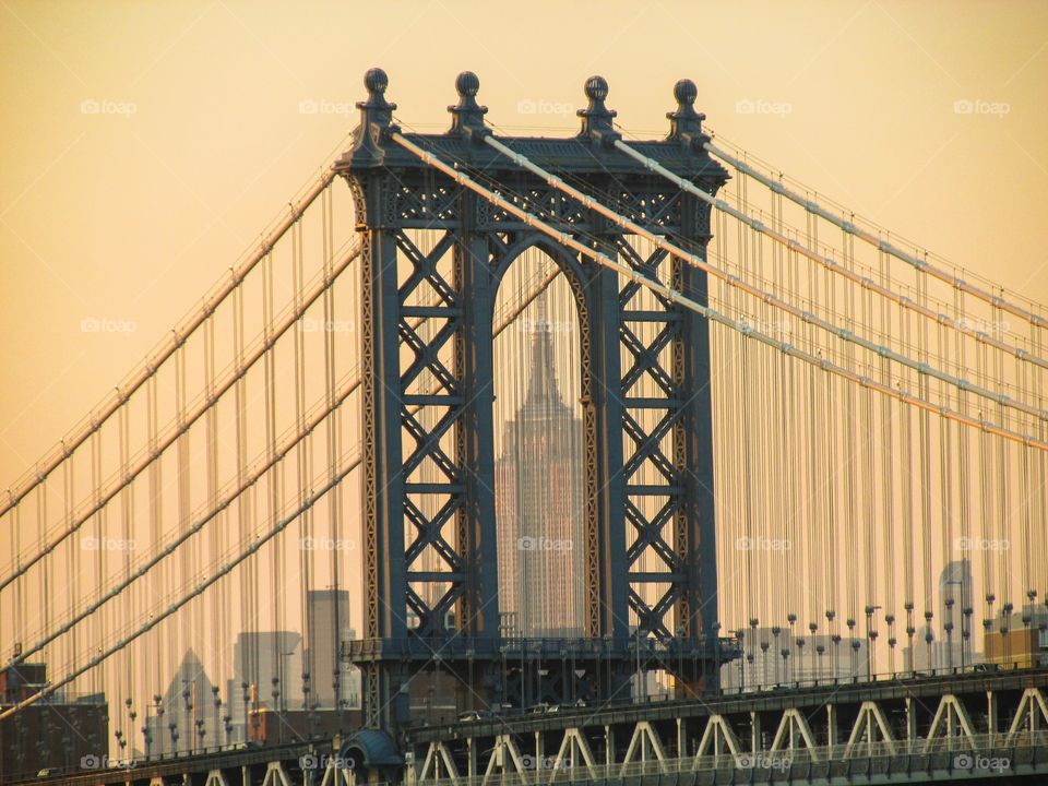 Manhattan Golden Hour Bridge. Manhattan Golden Hour Bridge