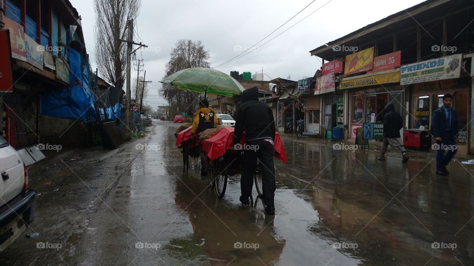 People, Street, Road, Rain, City