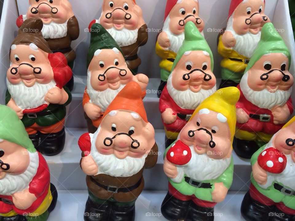 Ornamental colourful dwarfs