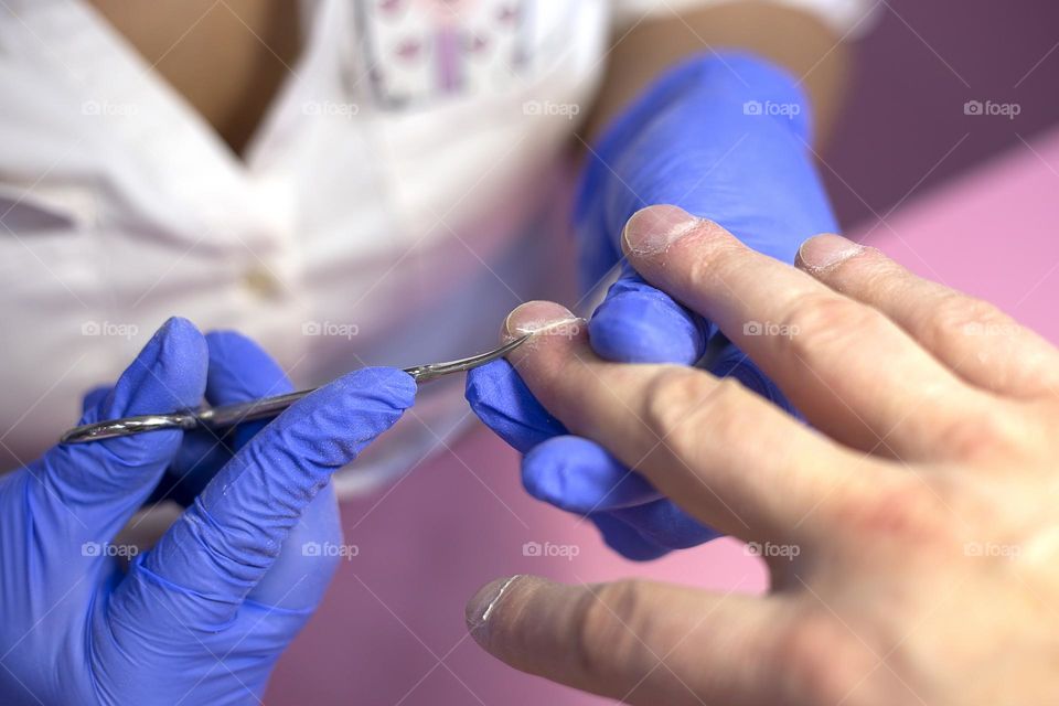 Manicure in the beauty salon 