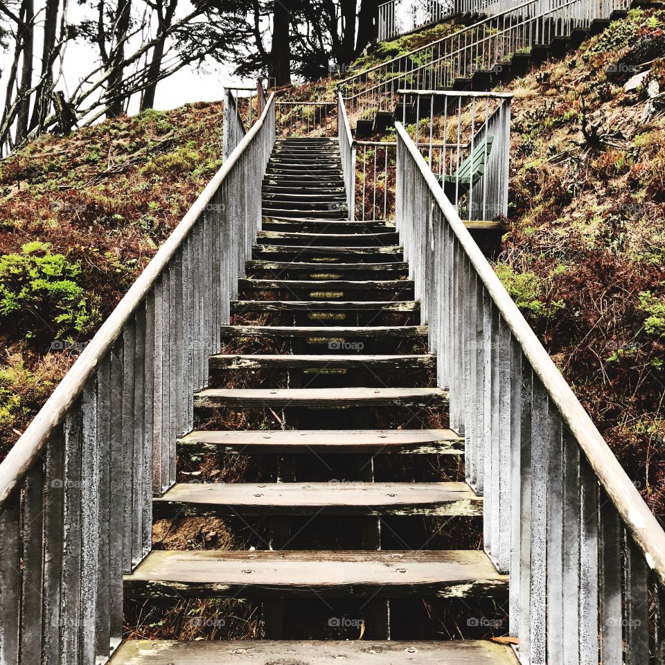 Soggy stairs on a rainy day. 