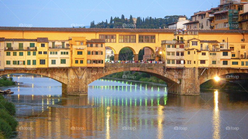 Ponte vecchio in Florence during sunset