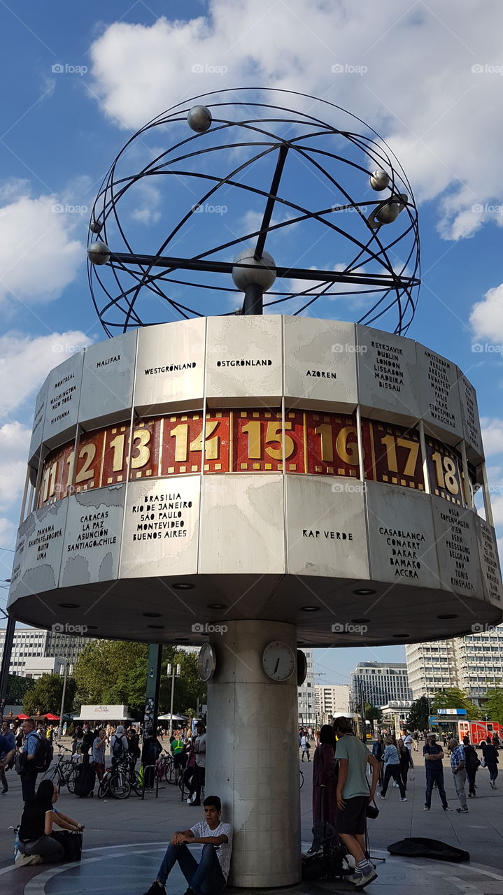 The World Clock in Alexanderplatz. Berlin. Germany.