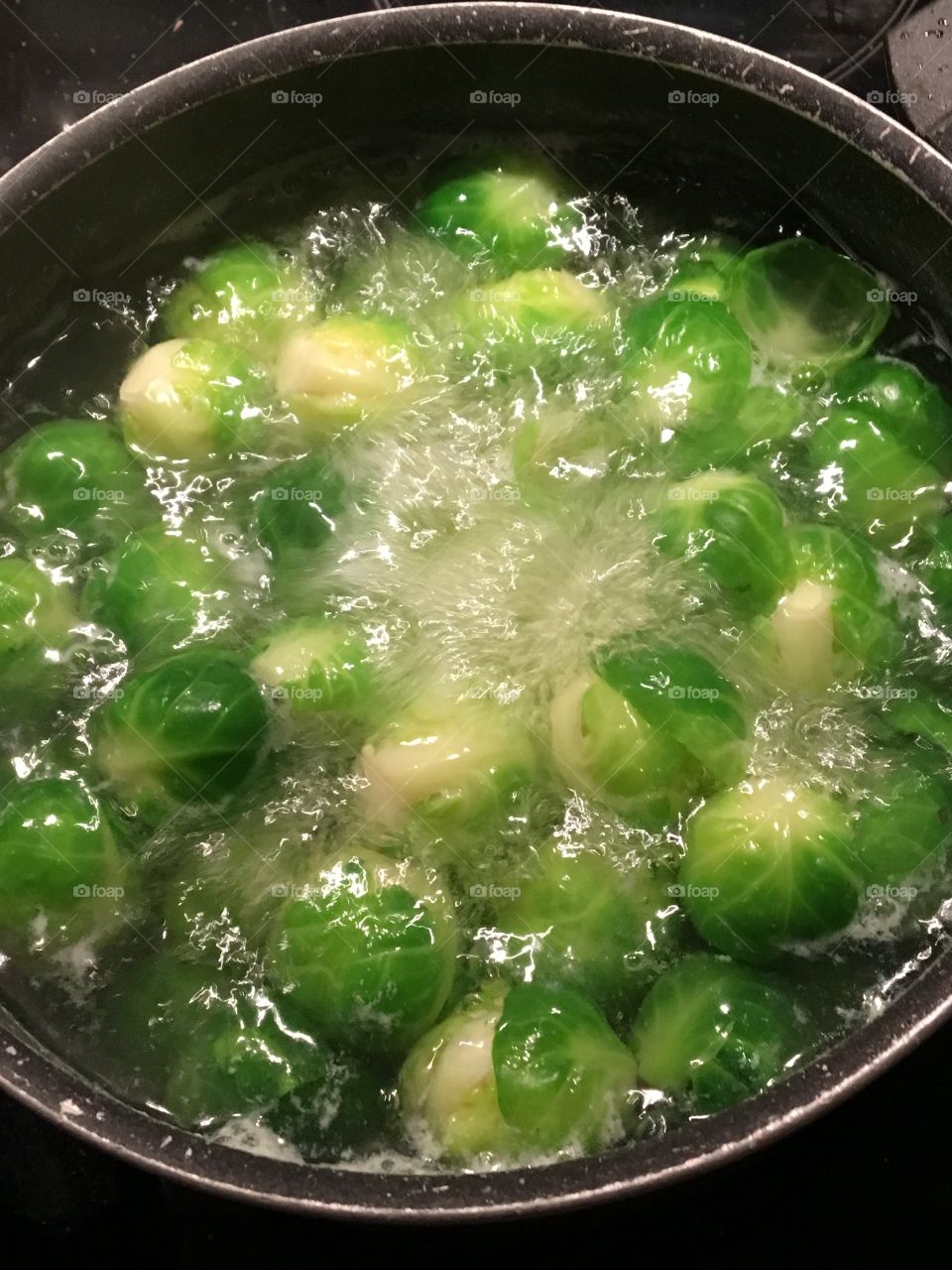 Cooking and boiling Brussels sprouts