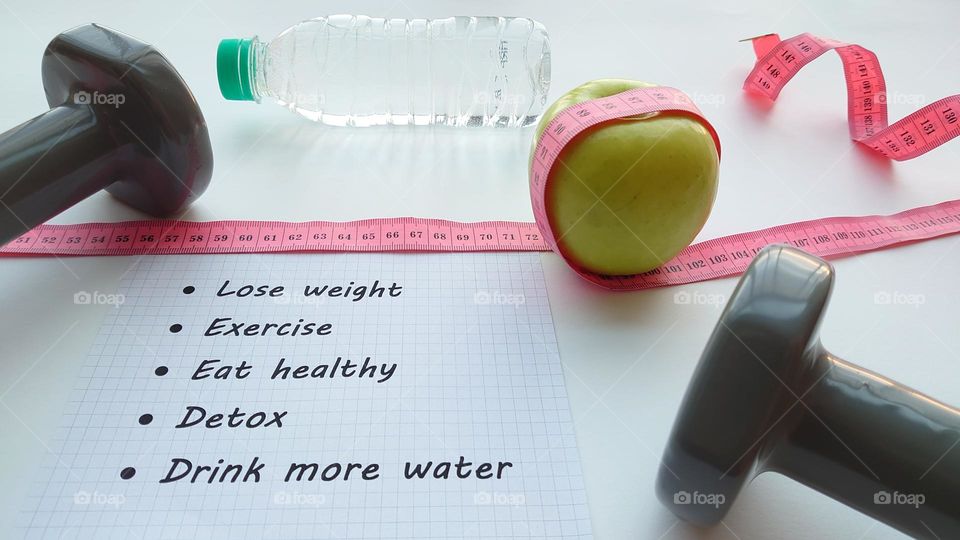 Healthy lifestyle. New Year's Resolution 🤸‍♀️🍏💧