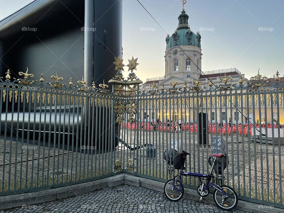 Folding bike in front of Schloss Charlottenburg, Berlin
