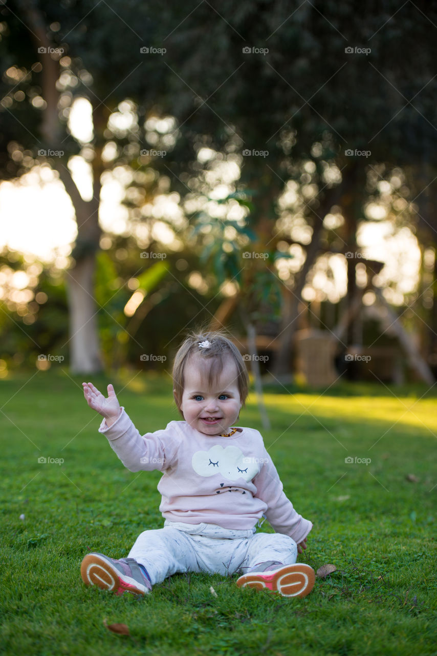 Baby girl enjoying in park