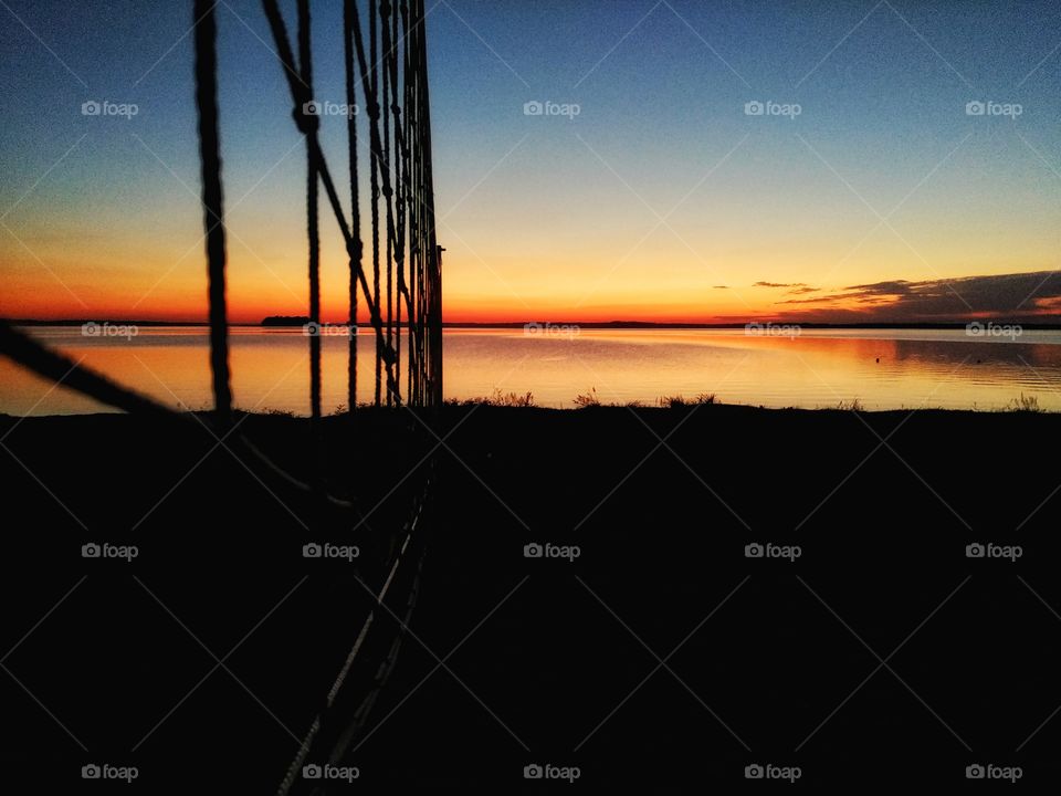 Sunset over Polish lake
